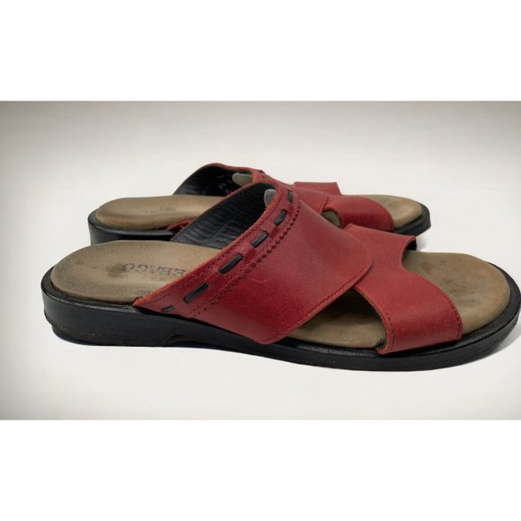 Sebago Women's Red Leather Slide Sandals Size 9.5N - Picture 1 of 7